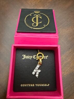 Vintage Juicy Couture Gold and Clear Crystal 'K' Initial Charm. (#1630)
